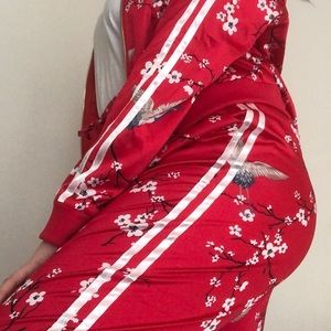 Silk cherry blossom track pants